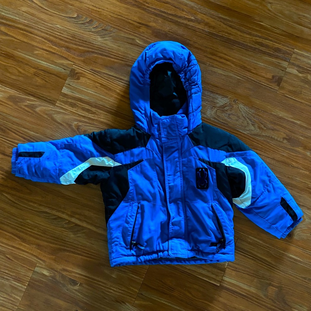 Boys Spyder ski jacket blue white black